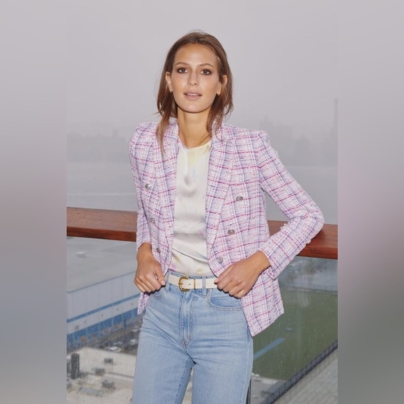 Generation Love Alexa Tweed Double Breasted Blazer Pink Blue - Picture 1 of 10